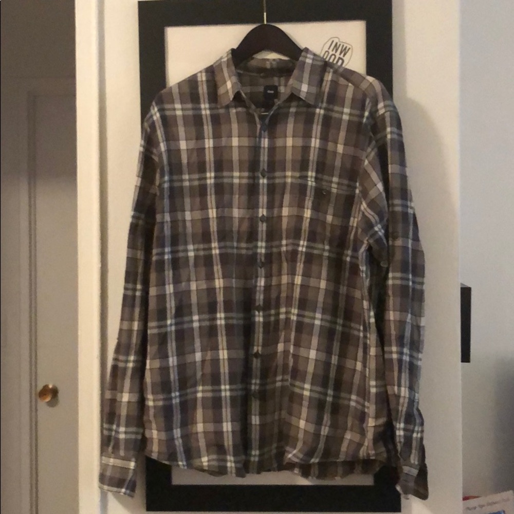 Gap olive green plaid shirt - XL